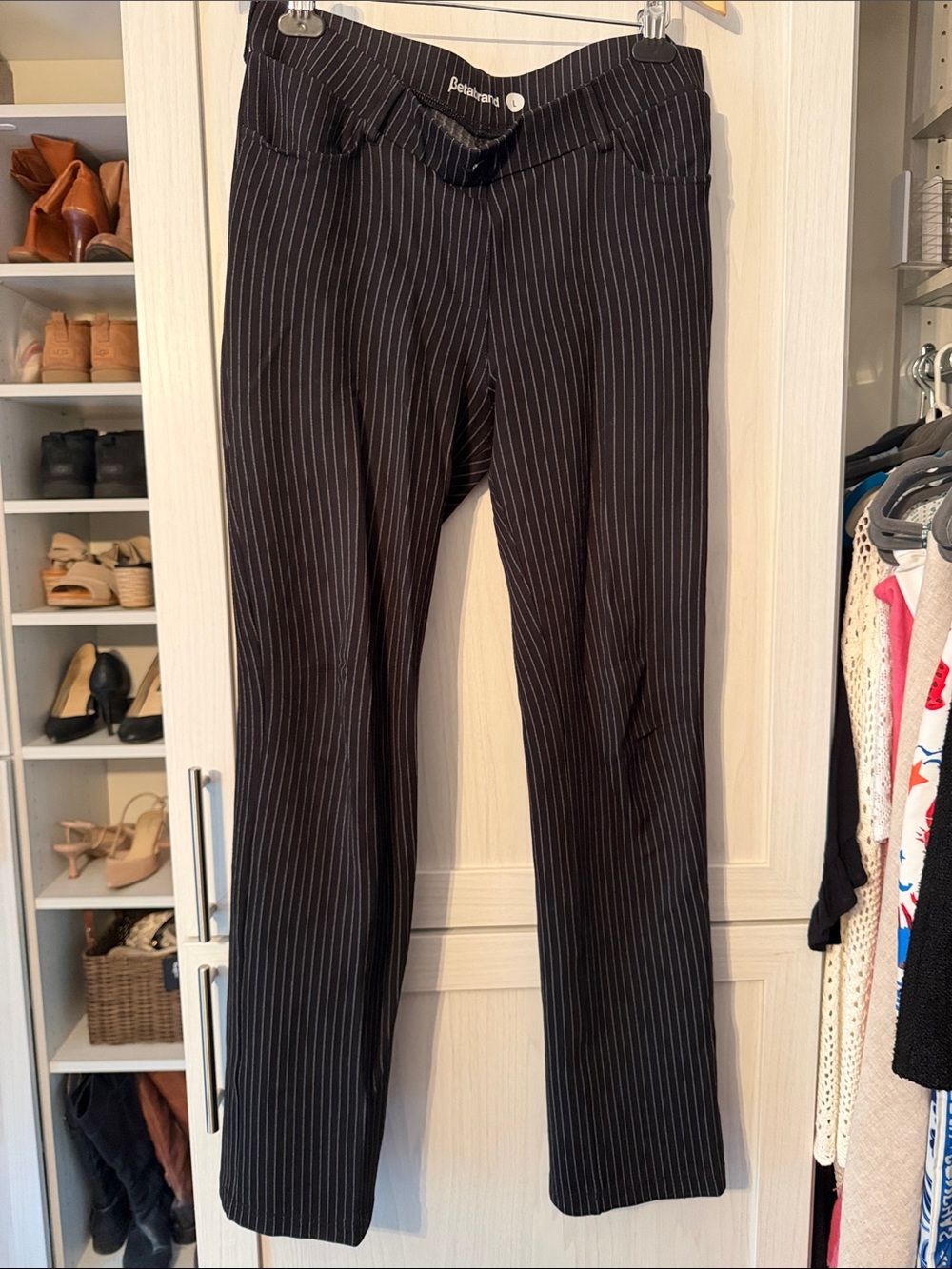 Betabrand Black Pinstripe Women's Dress Pants